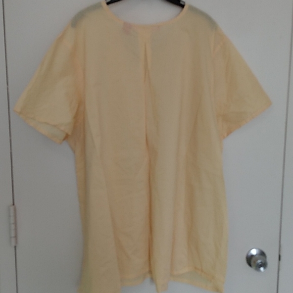 Woman Within 22/24W New Yellow Cotton Lace Short Sleeve Blouse - Picture 8 of 9